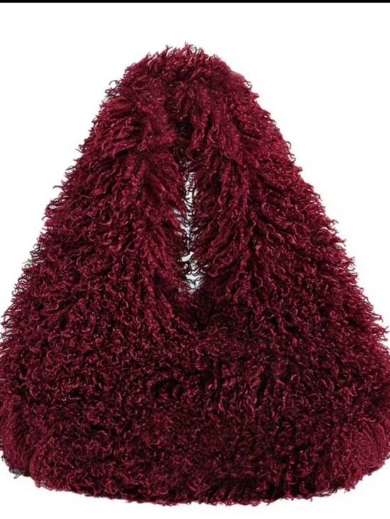 Handbags - Plush Burgundy Faux Fur Shoulder Bag
